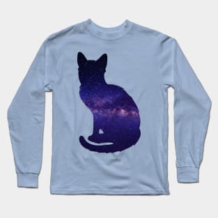 Galaxy Cat Silhouette Long Sleeve T-Shirt